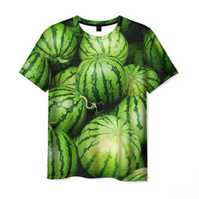 Мужская футболка 3D с принтом Арбузы в Курске, 100% полиэфир | прямой крой, круглый вырез горловины, длина до линии бедер | Тематика изображения на принте: арбуз | еда | фрукт | ягода