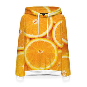 Женская толстовка 3D с принтом Апельсин в Курске, 100% полиэстер  | двухслойный капюшон со шнурком для регулировки, мягкие манжеты на рукавах и по низу толстовки, спереди карман-кенгуру с мягким внутренним слоем. | апельсин | еда | лимон | фрукт