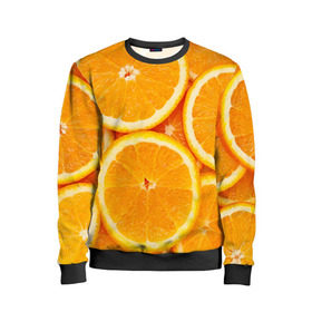 Детский свитшот 3D с принтом Апельсин в Курске, 100% полиэстер | свободная посадка, прямой крой, мягкая тканевая резинка на рукавах и понизу свитшота | апельсин | еда | лимон | фрукт