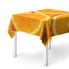 Скатерть 3D с принтом Апельсин в Курске, 100% полиэстер (ткань не мнется и не растягивается) | Размер: 150*150 см | Тематика изображения на принте: апельсин | еда | лимон | фрукт
