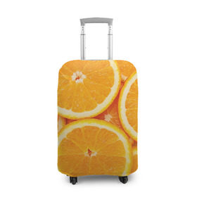 Чехол для чемодана 3D с принтом Апельсин в Курске, 86% полиэфир, 14% спандекс | двустороннее нанесение принта, прорези для ручек и колес | апельсин | еда | лимон | фрукт