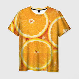 Мужская футболка 3D с принтом Апельсин в Курске, 100% полиэфир | прямой крой, круглый вырез горловины, длина до линии бедер | апельсин | еда | лимон | фрукт