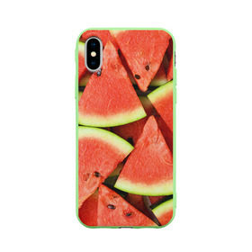 Чехол для Apple iPhone X силиконовый матовый с принтом Дольки арбуза в Курске, Силикон | Печать на задней стороне чехла, без боковой панели | арбуз | дольки арбуза | еда | фрукт | ягода