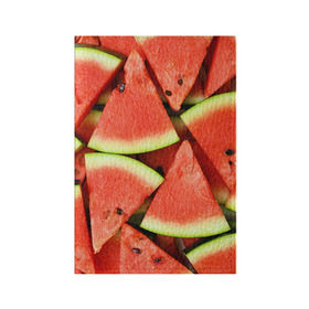 Обложка для паспорта матовая кожа с принтом Дольки арбуза в Курске, натуральная матовая кожа | размер 19,3 х 13,7 см; прозрачные пластиковые крепления | Тематика изображения на принте: арбуз | дольки арбуза | еда | фрукт | ягода