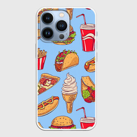Чехол для iPhone 13 Pro с принтом Еда в Курске,  |  | Тематика изображения на принте: гамбургер | еда | пицца | фастфуд | фри