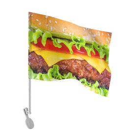 Флаг для автомобиля с принтом Гамбургер в Курске, 100% полиэстер | Размер: 30*21 см | Тематика изображения на принте: бутерброд | гамбургер | еда | фастфуд | чизбургер