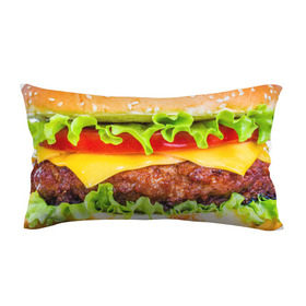 Подушка 3D антистресс с принтом Гамбургер в Курске, наволочка — 100% полиэстер, наполнитель — вспененный полистирол | состоит из подушки и наволочки на молнии | бутерброд | гамбургер | еда | фастфуд | чизбургер