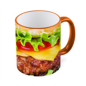 Кружка 3D с принтом Гамбургер в Курске, керамика | ёмкость 330 мл | бутерброд | гамбургер | еда | фастфуд | чизбургер