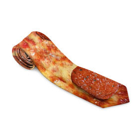 Галстук 3D с принтом Пицца в Курске, 100% полиэстер | Длина 148 см; Плотность 150-180 г/м2 | Тематика изображения на принте: pizza | еда | пицца | фастфуд