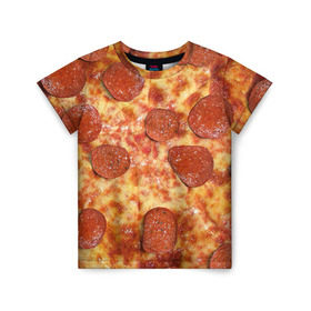 Детская футболка 3D с принтом Пицца в Курске, 100% гипоаллергенный полиэфир | прямой крой, круглый вырез горловины, длина до линии бедер, чуть спущенное плечо, ткань немного тянется | pizza | еда | пицца | фастфуд
