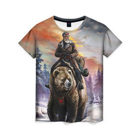 Женская футболка 3D с принтом Медведь в Курске, 100% полиэфир ( синтетическое хлопкоподобное полотно) | прямой крой, круглый вырез горловины, длина до линии бедер | лес | медведь | мишка | патриот | россия | я русский