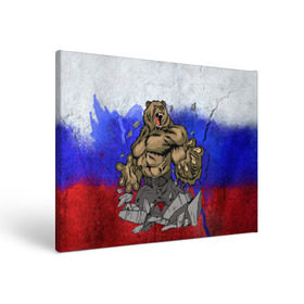 Холст прямоугольный с принтом Медведь в Курске, 100% ПВХ |  | флаг россии