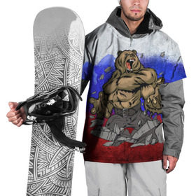 Накидка на куртку 3D с принтом Медведь в Курске, 100% полиэстер |  | Тематика изображения на принте: флаг россии