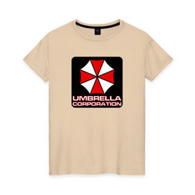 Женская футболка хлопок с принтом UMBRELLA в Курске, 100% хлопок | прямой крой, круглый вырез горловины, длина до линии бедер, слегка спущенное плечо | амбрелла | обитель зла