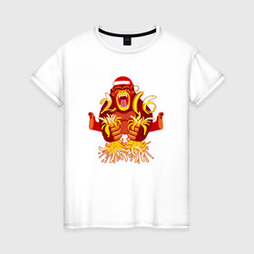 Женская футболка хлопок с принтом 2016 год Обезьяны в Курске, 100% хлопок | прямой крой, круглый вырез горловины, длина до линии бедер, слегка спущенное плечо | банан