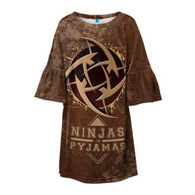 Детское платье 3D с принтом Ninjas In Pyjamas в Курске, 100% полиэстер | прямой силуэт, чуть расширенный к низу. Круглая горловина, на рукавах — воланы | nip
