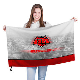 Флаг 3D с принтом Hellraisers в Курске, 100% полиэстер | плотность ткани — 95 г/м2, размер — 67 х 109 см. Принт наносится с одной стороны | cs | csgo | cybersportteam | hell | hellraisers | ксго | хэлрайзис