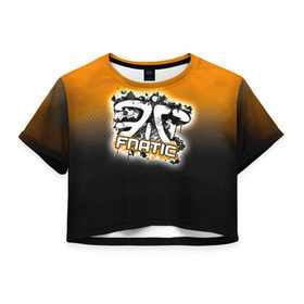 Женская футболка 3D укороченная с принтом Fnatic team в Курске, 100% полиэстер | круглая горловина, длина футболки до линии талии, рукава с отворотами | fnatic