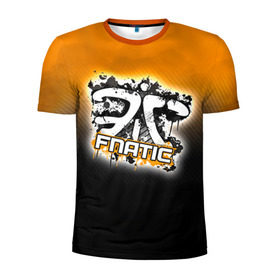 Мужская футболка 3D спортивная с принтом Fnatic team в Курске, 100% полиэстер с улучшенными характеристиками | приталенный силуэт, круглая горловина, широкие плечи, сужается к линии бедра | fnatic