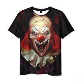 Мужская футболка 3D с принтом Зомби клоун в Курске, 100% полиэфир | прямой крой, круглый вырез горловины, длина до линии бедер | halloween | злодей | злой | клоун | монстр | хэлоуин