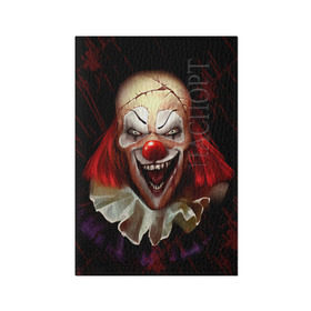 Обложка для паспорта матовая кожа с принтом Зомби клоун в Курске, натуральная матовая кожа | размер 19,3 х 13,7 см; прозрачные пластиковые крепления | Тематика изображения на принте: halloween | злодей | злой | клоун | монстр | хэлоуин