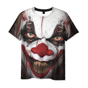 Мужская футболка 3D с принтом Зомби клоун в Курске, 100% полиэфир | прямой крой, круглый вырез горловины, длина до линии бедер | halloween | злодей | злой | клоун | монстр | хэлоуин
