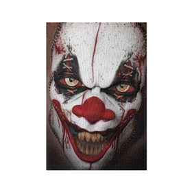 Обложка для паспорта матовая кожа с принтом Зомби клоун в Курске, натуральная матовая кожа | размер 19,3 х 13,7 см; прозрачные пластиковые крепления | halloween | злодей | злой | клоун | монстр | хэлоуин