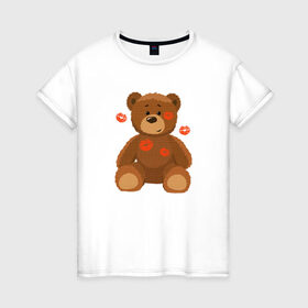 Женская футболка хлопок с принтом Медвежонок в Курске, 100% хлопок | прямой крой, круглый вырез горловины, длина до линии бедер, слегка спущенное плечо | 