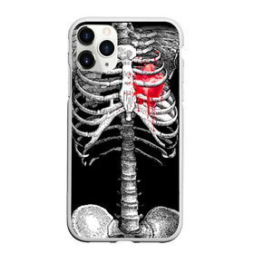 Чехол для iPhone 11 Pro матовый с принтом Скелет с сердцем в Курске, Силикон |  | halloween | skeleton | кровь | скелет | хэллоуин