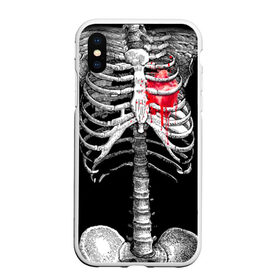 Чехол для iPhone XS Max матовый с принтом Скелет с сердцем в Курске, Силикон | Область печати: задняя сторона чехла, без боковых панелей | halloween | skeleton | кровь | скелет | хэллоуин
