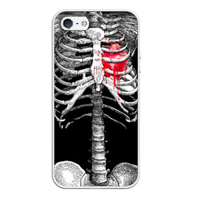 Чехол для iPhone 5/5S матовый с принтом Скелет с сердцем в Курске, Силикон | Область печати: задняя сторона чехла, без боковых панелей | halloween | skeleton | кровь | скелет | хэллоуин
