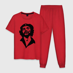 Мужская пижама хлопок с принтом Че Гевара в Курске, 100% хлопок | брюки и футболка прямого кроя, без карманов, на брюках мягкая резинка на поясе и по низу штанин
 | che | cuba | гевара | куба | латиноамериканский революционер | че | чегевара
