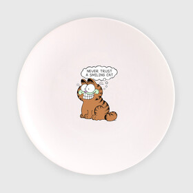 Тарелка с принтом Garfield Smiling Cat в Курске, фарфор | диаметр - 210 мм
диаметр для нанесения принта - 120 мм | Тематика изображения на принте: garfield smiling cat гарфилд кот