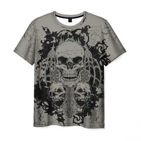 Мужская футболка 3D с принтом Skulls в Курске, 100% полиэфир | прямой крой, круглый вырез горловины, длина до линии бедер | skull | skulls | череп | черепа
