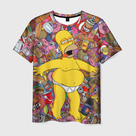 Мужская футболка 3D с принтом Гомер в Курске, 100% полиэфир | прямой крой, круглый вырез горловины, длина до линии бедер | гомер