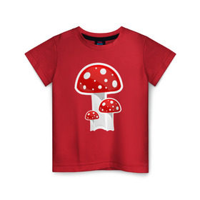 Детская футболка хлопок с принтом Грибы в Курске, 100% хлопок | круглый вырез горловины, полуприлегающий силуэт, длина до линии бедер | mushrooms | грибы