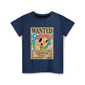Детская футболка хлопок с принтом Тони Тони Чоппер в Курске, 100% хлопок | круглый вырез горловины, полуприлегающий силуэт, длина до линии бедер | Тематика изображения на принте: one piece | wanted | ван пис | розыск | чоппер