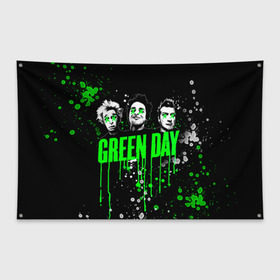 Флаг-баннер с принтом Green Day в Курске, 100% полиэстер | размер 67 х 109 см, плотность ткани — 95 г/м2; по краям флага есть четыре люверса для крепления | green day | rock | грин дей | рок