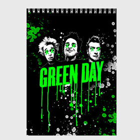 Скетчбук с принтом Green Day в Курске, 100% бумага
 | 48 листов, плотность листов — 100 г/м2, плотность картонной обложки — 250 г/м2. Листы скреплены сверху удобной пружинной спиралью | green day | rock | грин дей | рок