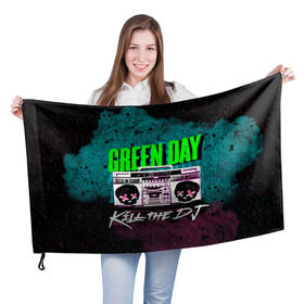 Флаг 3D с принтом Green Day в Курске, 100% полиэстер | плотность ткани — 95 г/м2, размер — 67 х 109 см. Принт наносится с одной стороны | green day | rock | грин дей | рок
