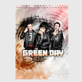 Скетчбук с принтом Green Day в Курске, 100% бумага
 | 48 листов, плотность листов — 100 г/м2, плотность картонной обложки — 250 г/м2. Листы скреплены сверху удобной пружинной спиралью | green day | rock | грин дей | рок