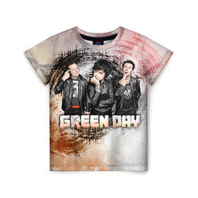 Детская футболка 3D с принтом Green Day в Курске, 100% гипоаллергенный полиэфир | прямой крой, круглый вырез горловины, длина до линии бедер, чуть спущенное плечо, ткань немного тянется | Тематика изображения на принте: green day | rock | грин дей | рок