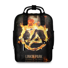 Женский рюкзак 3D с принтом Linkin Park в Курске, 100% полиэстер | лямки с регулируемой длиной, сверху ручки, чтобы рюкзак нести как сумку. Основное отделение закрывается на молнию, как и внешний карман. Внутри два дополнительных кармана, один из которых закрывается на молнию. По бокам два дополнительных кармашка, куда поместится маленькая бутылочка
 | linkin park | rock | линкин парк | рок