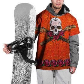 Накидка на куртку 3D с принтом Череп в Курске, 100% полиэстер |  | гитара | скелет