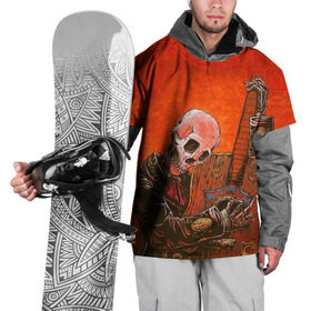 Накидка на куртку 3D с принтом Скелет с гитарой в Курске, 100% полиэстер |  | гитара | скелет