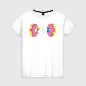 Женская футболка хлопок с принтом Donut Portal в Курске, 100% хлопок | прямой крой, круглый вырез горловины, длина до линии бедер, слегка спущенное плечо | Тематика изображения на принте: 