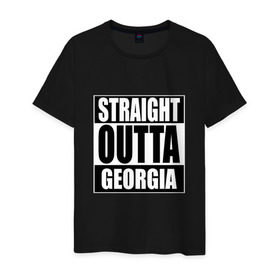 Мужская футболка хлопок с принтом Прямиком из Грузии в Курске, 100% хлопок | прямой крой, круглый вырез горловины, длина до линии бедер, слегка спущенное плечо. | a | georgia | out | outta | straight | грузин | грузия