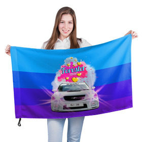Флаг 3D с принтом Subaru Forester Sti II M в Курске, 100% полиэстер | плотность ткани — 95 г/м2, размер — 67 х 109 см. Принт наносится с одной стороны | forester | jdm | sti | subaru