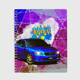 Тетрадь с принтом Subaru Legacy в Курске, 100% бумага | 48 листов, плотность листов — 60 г/м2, плотность картонной обложки — 250 г/м2. Листы скреплены сбоку удобной пружинной спиралью. Уголки страниц и обложки скругленные. Цвет линий — светло-серый
 | Тематика изображения на принте: b4 | jdm | legacy | subaru