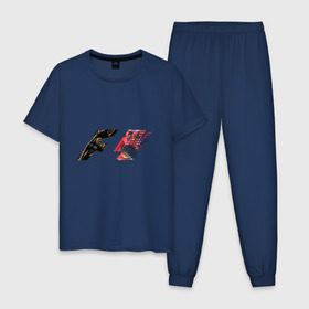Мужская пижама хлопок с принтом Formula 1 в Курске, 100% хлопок | брюки и футболка прямого кроя, без карманов, на брюках мягкая резинка на поясе и по низу штанин
 | 1 | f | f1 | formula | один | формула
